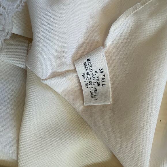 Vintage 70s Shadowline Cream Lace Lingerie Slip Dress - Picture 6 of 6
